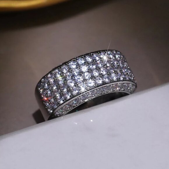 💛 925 Silver Plated Beautiful CZ Luxury Ring for Women Men, MLNN1176 - Picture 5 of 7
